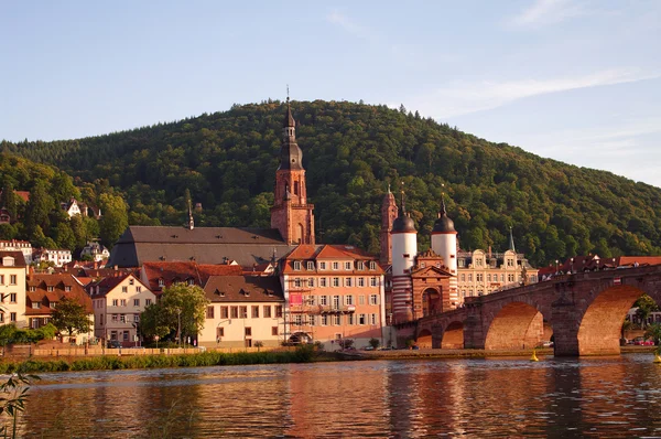 Vista sul centro storico e sul ponte cittadino di Heidelberg — Foto Stock