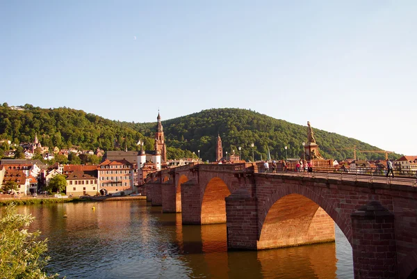 Heidelberger oude brug en neckar bij zomer — Stockfoto