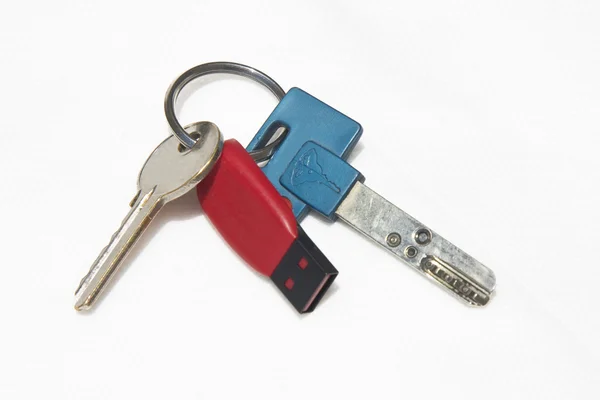 Manojo de llaves con tarjeta USB — Foto de Stock