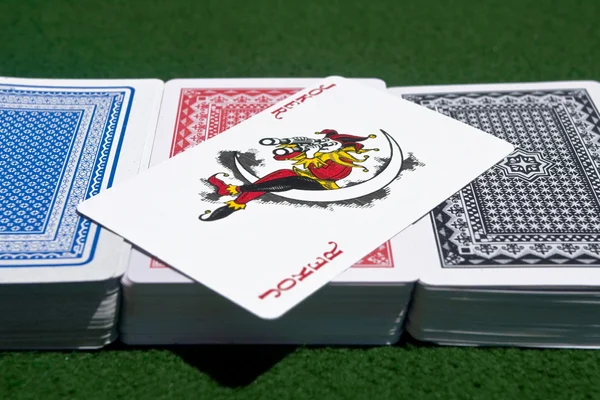 Card decks with a Joker — Stock Photo, Image