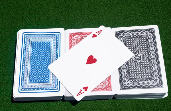 Ace of Hearts across three decks — Stock Photo, Image
