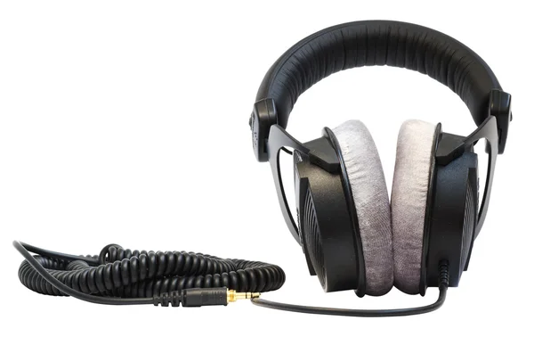 Professional headphones black on a white background — Stock Photo, Image