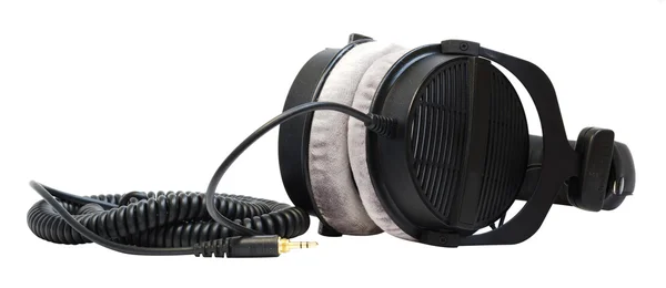 Professional headphones black on a white background — Stock Photo, Image