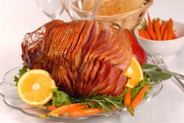 Easter honey glazed ham with carrots clipart