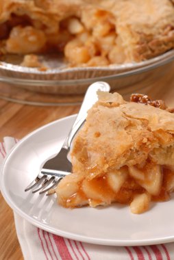 Slice of deep dish apple pie clipart