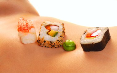 Sushi on a woman clipart