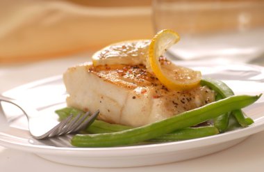 Cod fillet with green beans clipart