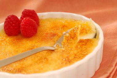 Creme Brulee with raspberries clipart