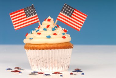 Vanilla cupcake with 4th of July theme clipart