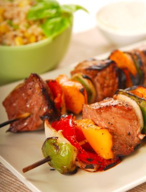 Shish Kabob with barley salad clipart