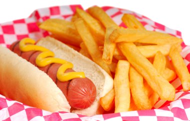 Hot dog with fries clipart