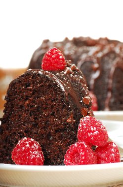 Chocolate fudge cake with raspberries clipart