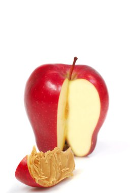 Slice of apple with peanut butter clipart