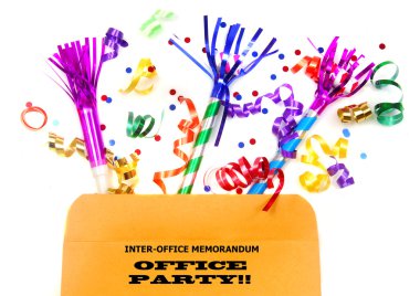 Inter-office folder with party favors clipart