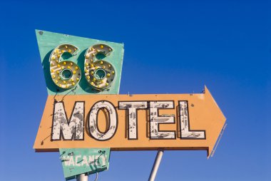 Route 66 motel sign from an abandoned motel clipart