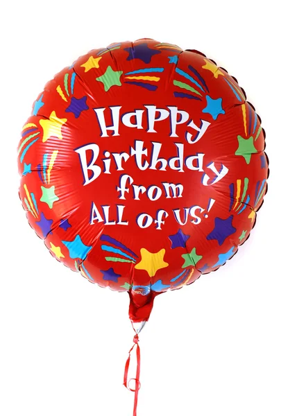 Balão colorido que diz Feliz Aniversário — Fotografia de Stock