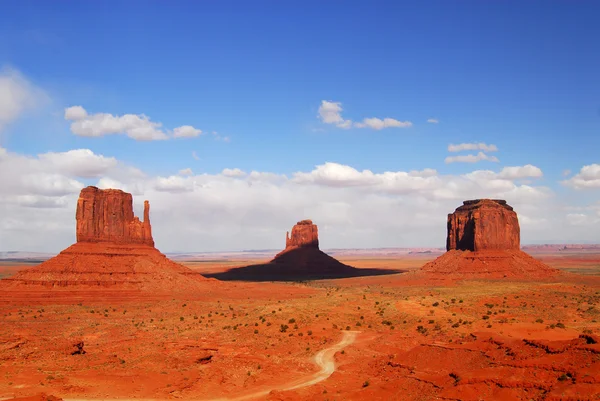 Three rock formations found in Monument Valley — Stock Photo, Image