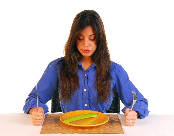 Young woman upset with her diet — Stock Photo, Image
