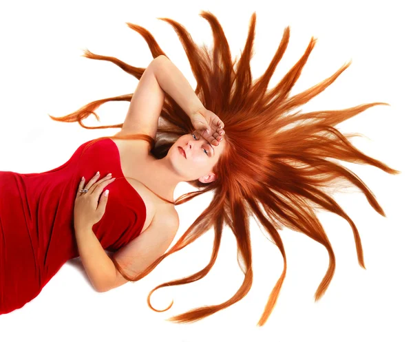 Kobieta z gwiazda czerwone włosy — Zdjęcie stockowe