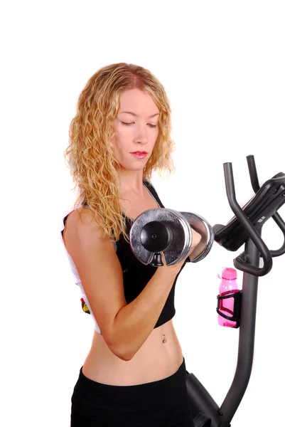 stock image Attractive woman working out with a dumb bell