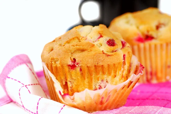 Cranberry muffins with coffee — Stock Photo, Image