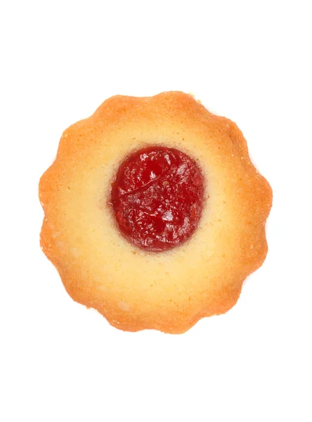 Raspberry thumbprint Christmas cookie — Stock Photo, Image