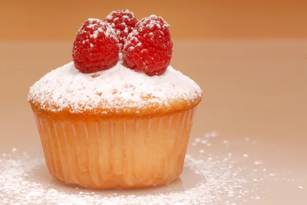 Cupcake with raspberries — Stock Photo, Image