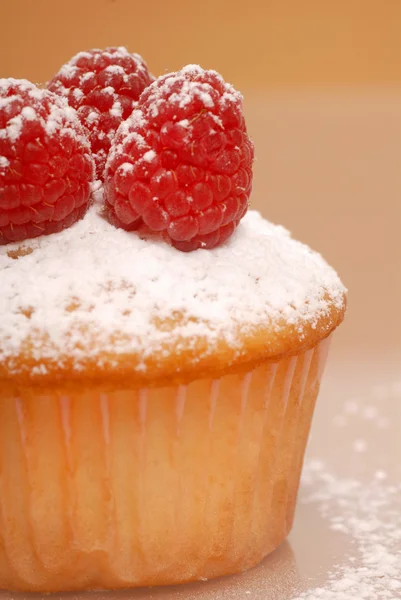 Cupcake with raspberries — Stock Photo, Image