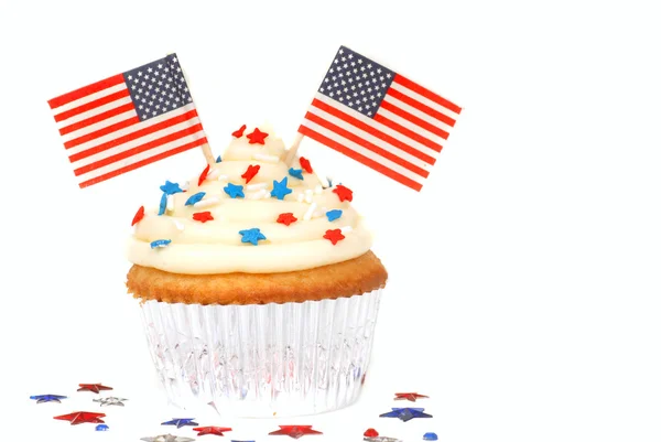 Vanilj cupcake med 4 juli tema — Stockfoto