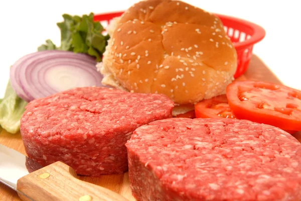 Hozzávalók a sajtburger — Stock Fotó