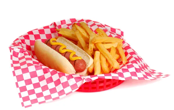 Hot dog a hranolky — Stock fotografie