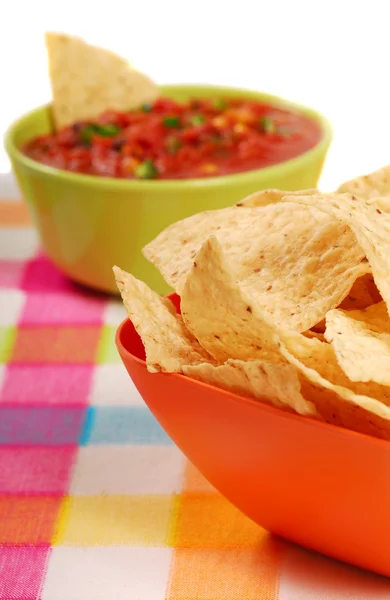 Tortilla chips with salsa — Stock Photo, Image