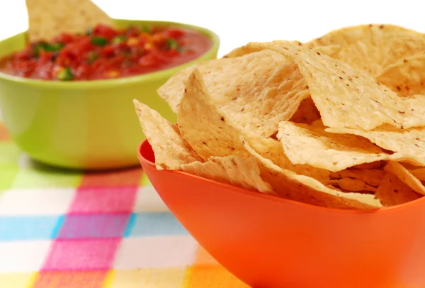 Tortillachips en salsa — Stockfoto
