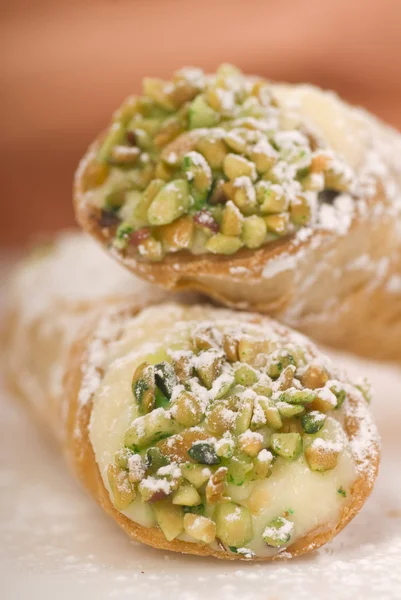 Two Cannoli stacked on each other — Stock Photo, Image