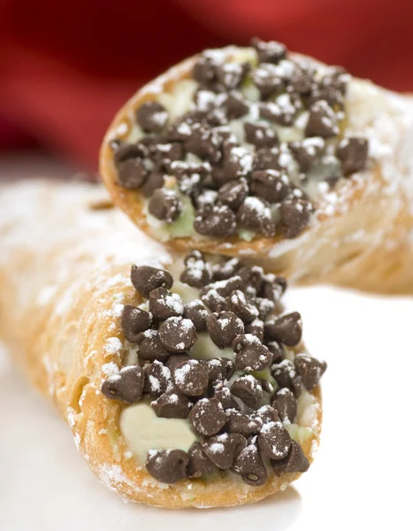 Cannoli with chocolate chips — Stock Photo, Image
