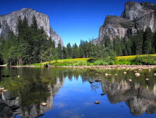 Vista de El Capitan no Parque Nacional de Yosemite Fotografia De Stock