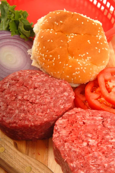 Ingrediënten voor hamburgers Stockfoto