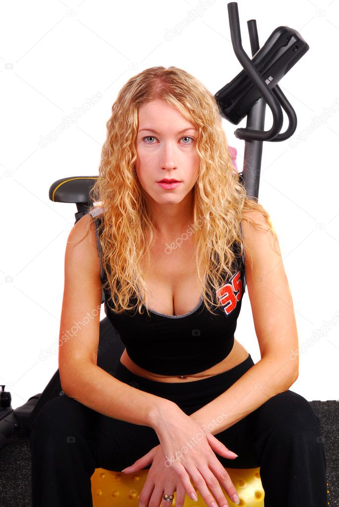Young woman resting after workout