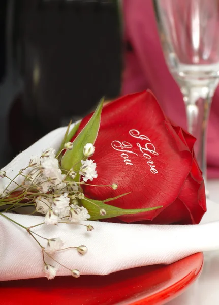 Красная роза, которая говорит, что я люблю тебя — стоковое фото