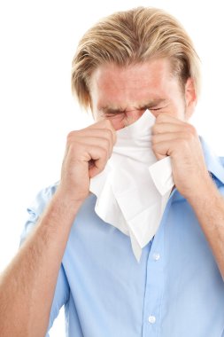 Young sick man with tissue clipart