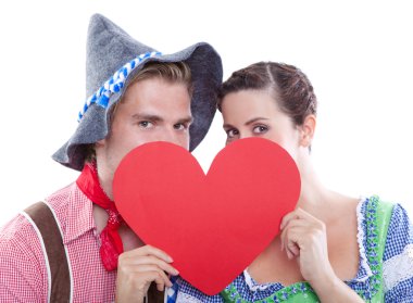 Loving couple at octoberfest clipart