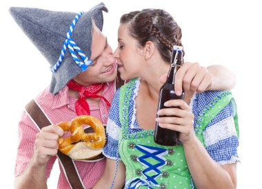 Happy bavarian man and woman clipart