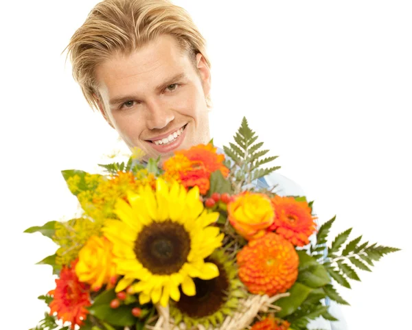 Sorridente viso fiori — Foto Stock