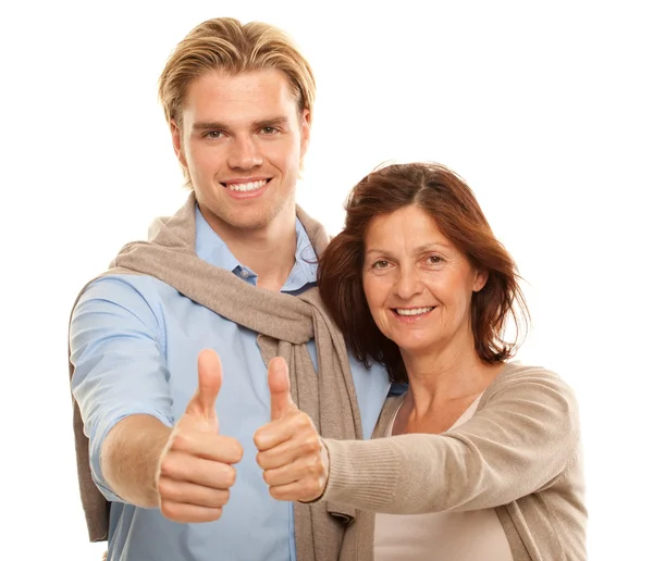 Son and mother in studio — Stock Photo, Image