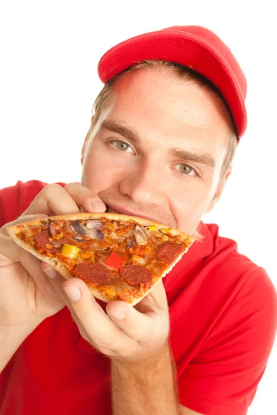 Äta en pizza Stockbild