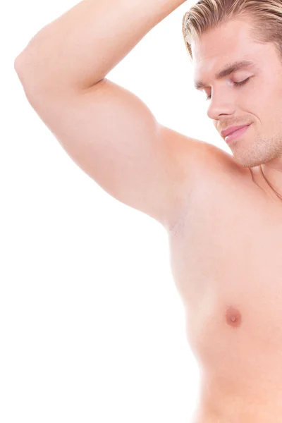Smell on his armpit — Stock Photo, Image