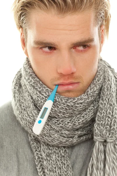 Man with red eyes sick — Stock Photo, Image