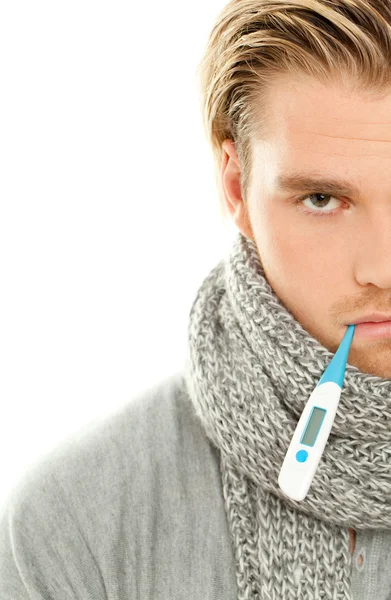 Man with thermometer — Stock Photo, Image