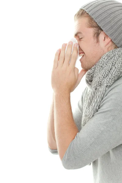Man with tissue cold — Stock Photo, Image
