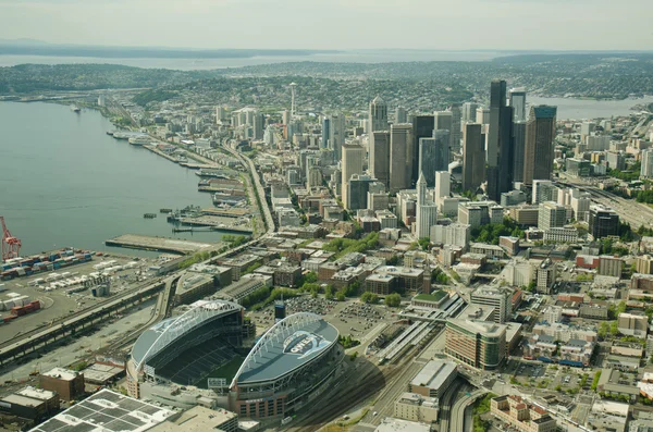 Downtown and Stadium Aerial — Stock Photo, Image